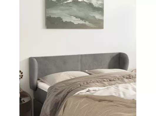 Kauf Unique Kopfteil mit Ohren Hellgrau 147x23x78/88 cm Samt Begrenztes Angebot
