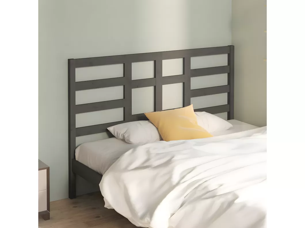 Kauf Unique Bett-Kopfteil Grau 146x4x104 cm Massivholz Kiefer