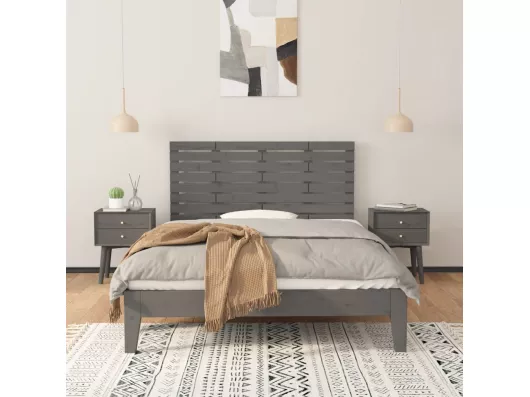 Kauf Unique Wand-Kopfteil Grau 126x3x63 cm Massivholz Kiefer Heißer Verkauf