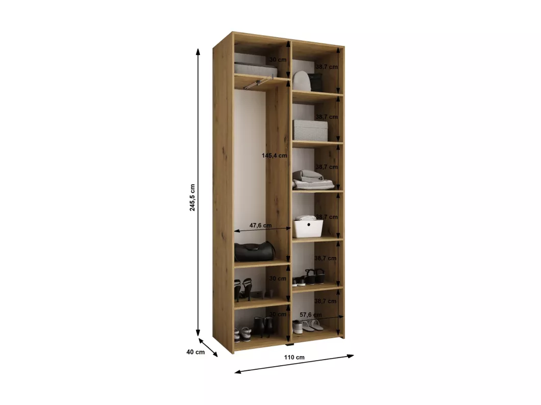 Kauf Unique Drehtürenschrank Como 4 245,5/110/40 2-türig (Weiß/Schwarz) Kauf eins, bekomm eins gratis