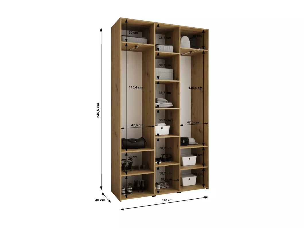 Kauf Unique Drehtürenschrank Como 4 245,5/140/40 3-türig (Weiß/Gold) Riesige Ersparnisse