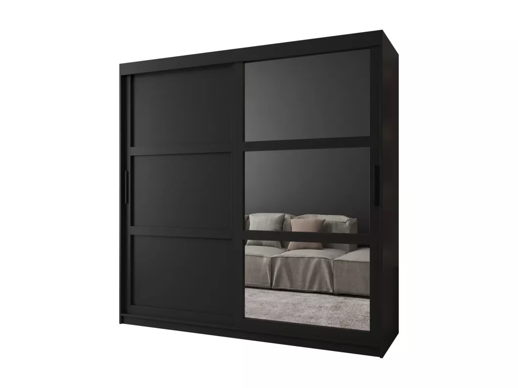 Kauf Unique SCHWEBETÜRENSCHRANK MIROR 3 200/200/62 2-türig (Schwarz) Super Sparpreis