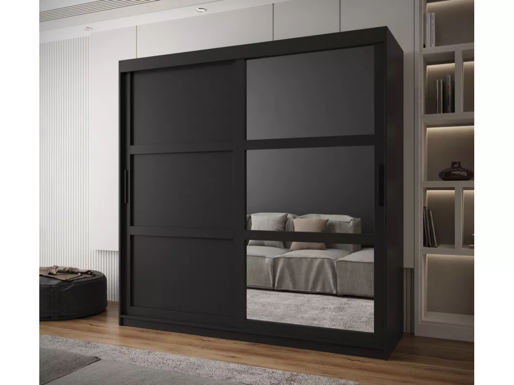 Kauf Unique SCHWEBETÜRENSCHRANK MIROR 3 200/200/62 2-türig (Schwarz) Super Sparpreis