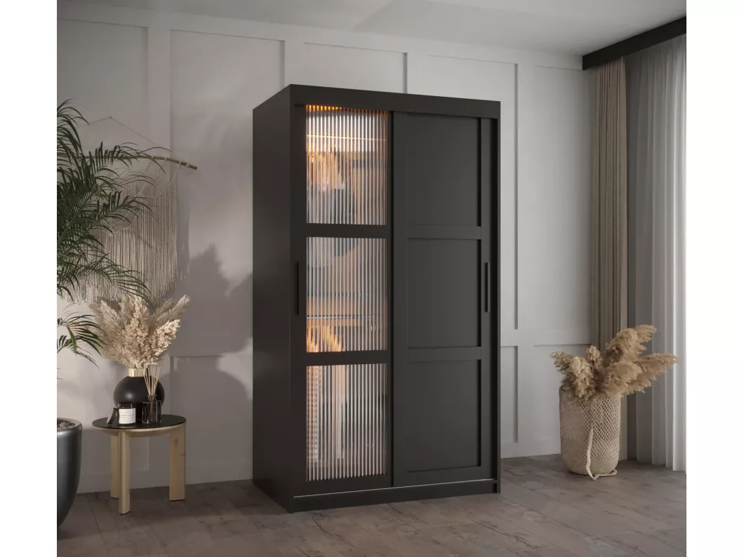 Kauf Unique SCHWEBETÜRENSCHRANK FLUTES 3 200/100/62 2-türig (Schwarz) Kostenlose Rückgabe
