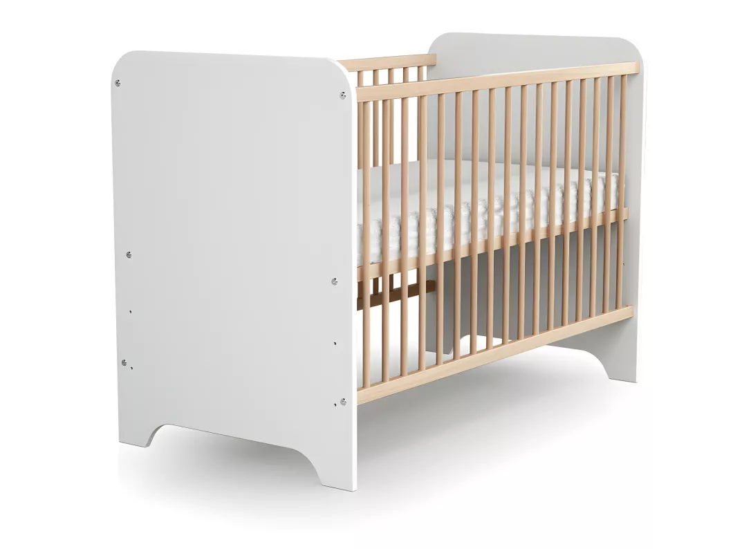 Kauf Unique Babybett CARROUSEL Holz Weiß und Buche Lackiert 60 x 120 Neueste Stile