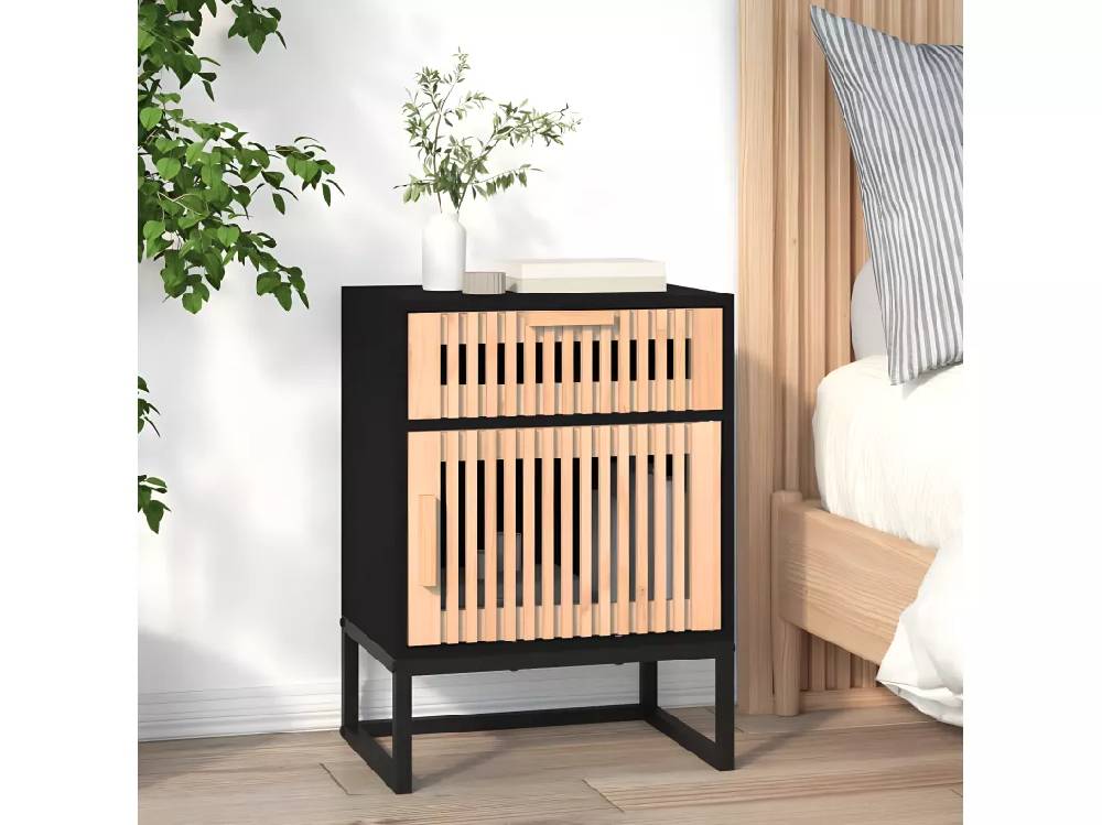 Kauf Unique Nachttisch Schwarz 40x30x55,5 cm Holzwerkstoff & Eisen