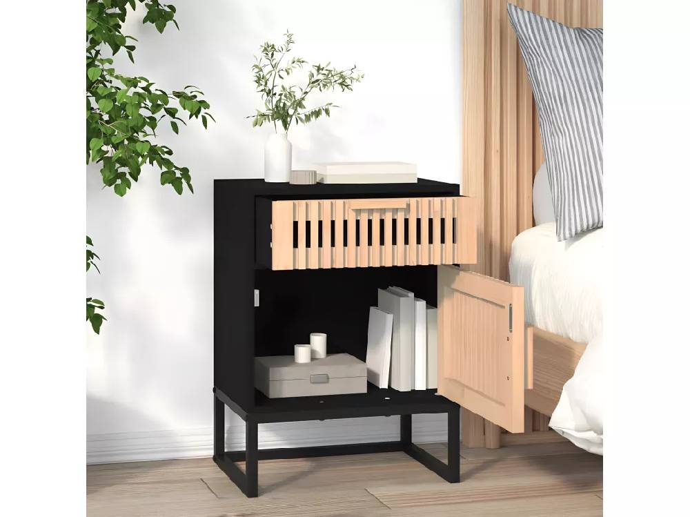Kauf Unique Nachttisch Schwarz 40x30x55,5 cm Holzwerkstoff & Eisen Zeitbegrenzte Promotion