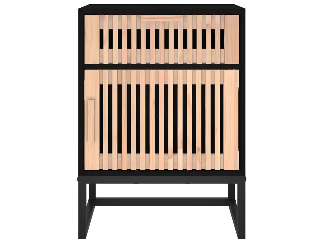 Kauf Unique Nachttisch Schwarz 40x30x55,5 cm Holzwerkstoff & Eisen Zeitbegrenzte Promotion