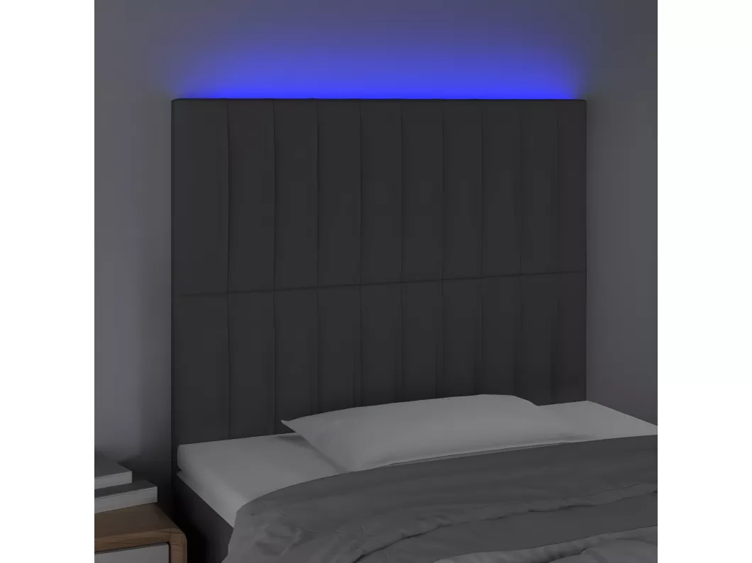 Kauf Unique LED Kopfteil Dunkelgrau 90x5x118/128 cm Stoff Begrenzt auf 3 Tage