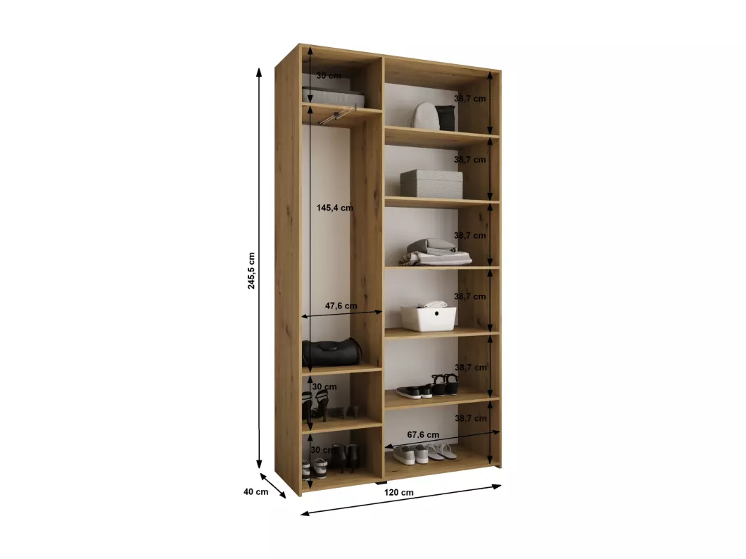 Kauf Unique Drehtürenschrank Como 3 245,5/120/40 3-türig (Weiß/Schwarz) Online