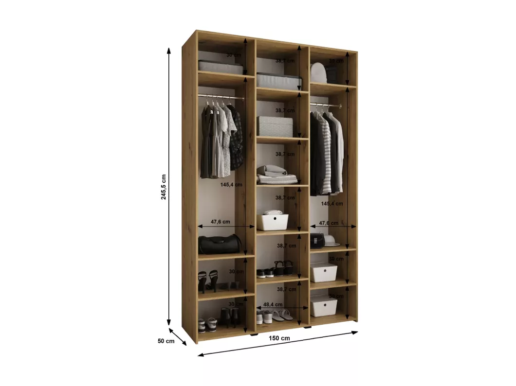 Kauf Unique Drehtürenschrank Como 1 245,5/150/50 3-türig (Kaschmir/Gold) Verkauf