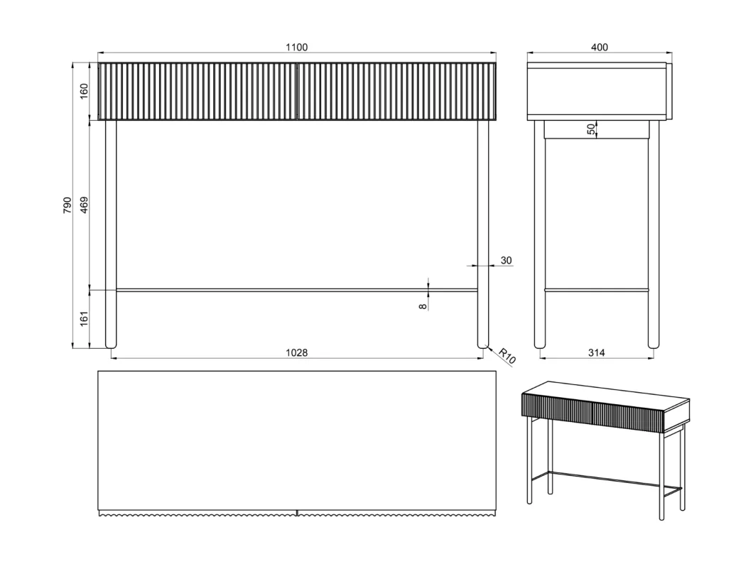 Kauf Unique Schminktisch - 100 cm - Eichenholzoptik - NOLIE Kostenloser Versand