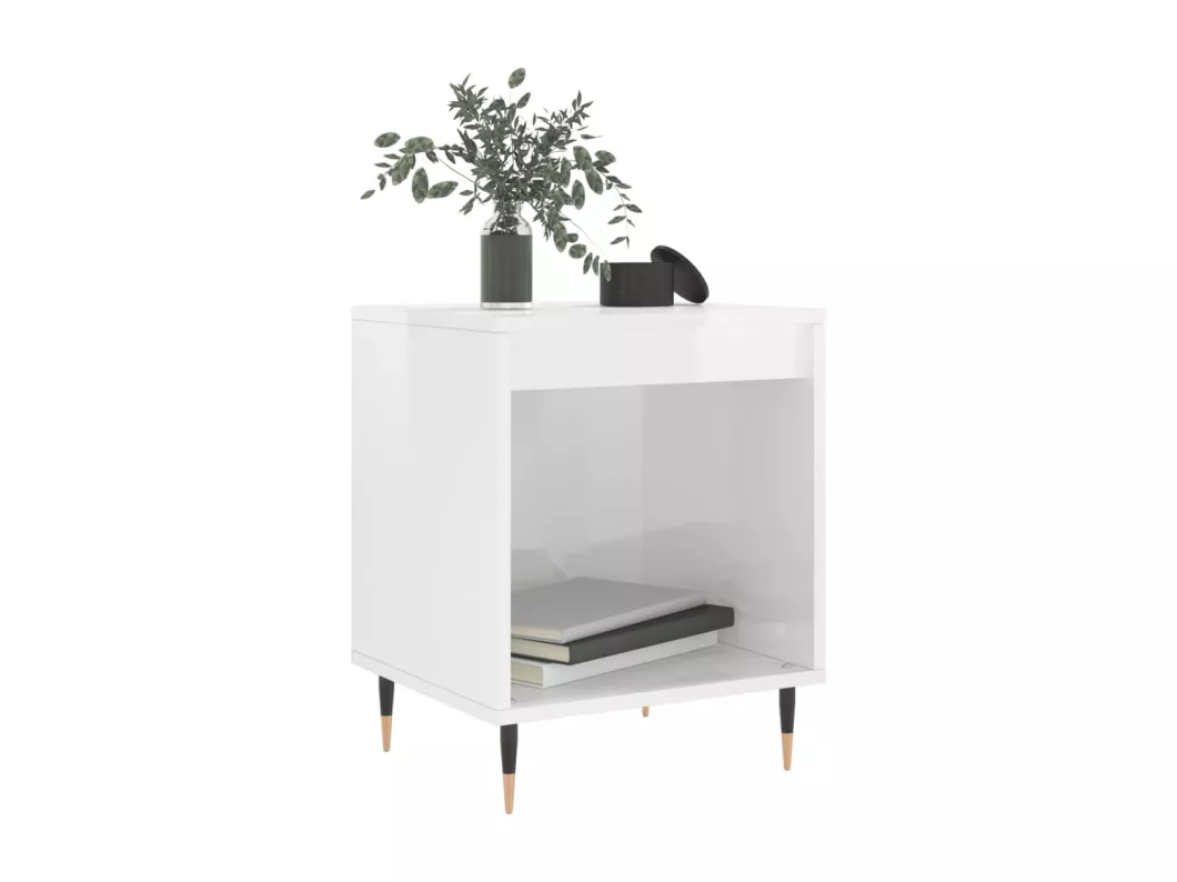 Kauf Unique Nachttisch Hochglanz-Weiß 40x35x50 cm Holzwerkstoff Rabatt