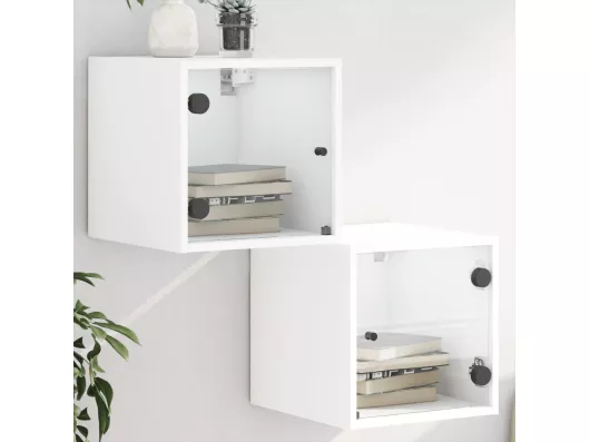 Kauf Unique Nachttische mit Glastüren 2 Stk. Weiß 35x37x35 cm Flash Sale