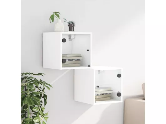 Kauf Unique Nachttische mit Glastüren 2 Stk. Weiß 35x37x35 cm Flash Sale