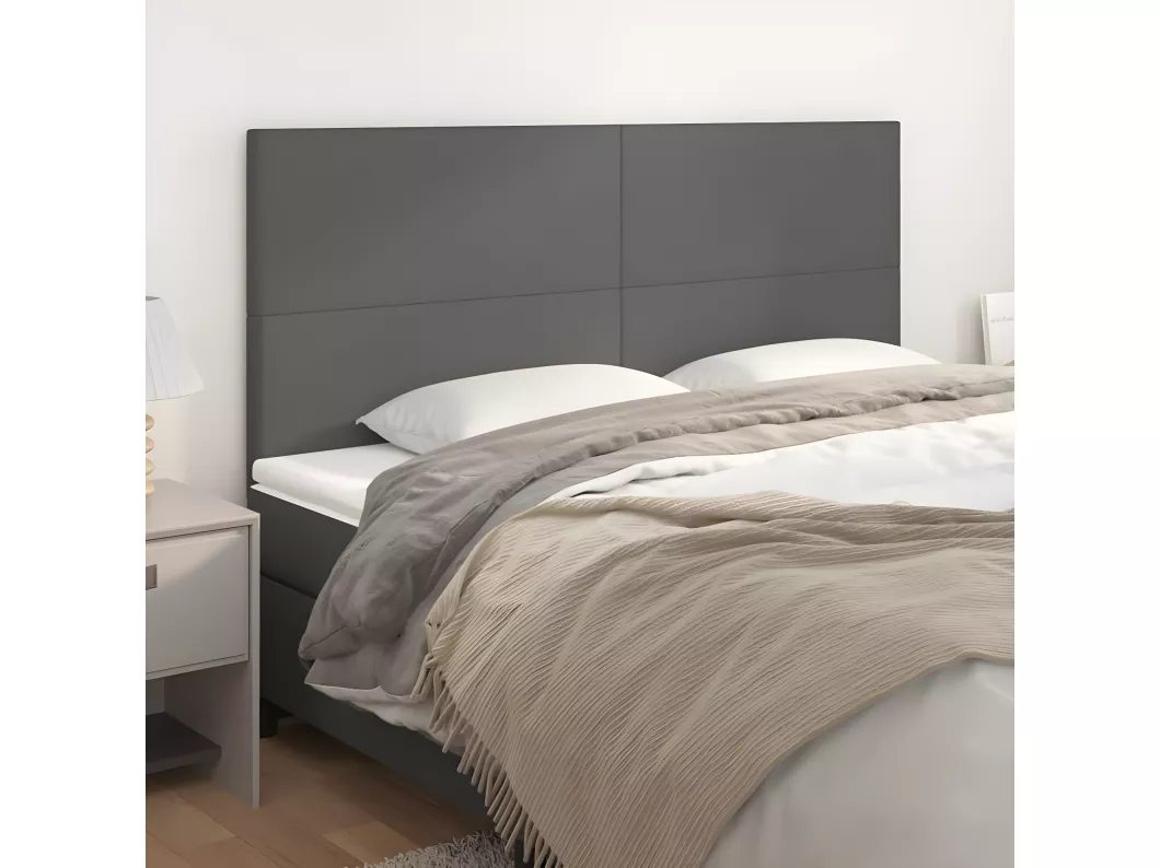 Kauf Unique Kopfteile 4 Stk. Grau 80x5x78/88 cm Kunstleder Top Angebot