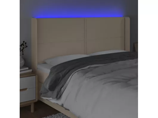 Kauf Unique LED Kopfteil Creme 183x16x118/128 cm Stoff Neueste Mode