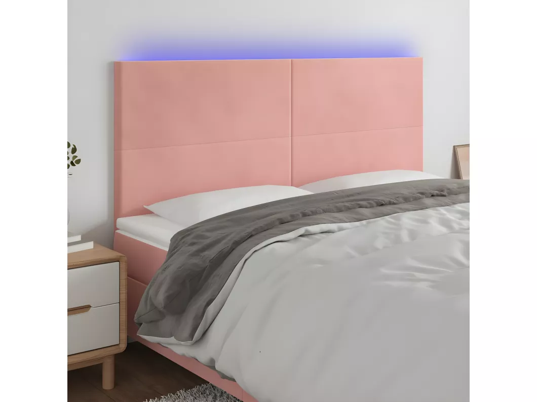 Kauf Unique LED Kopfteil Rosa 200x5x118/128 cm Samt