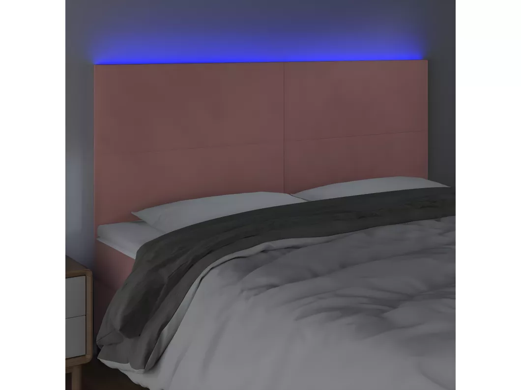 Kauf Unique LED Kopfteil Rosa 200x5x118/128 cm Samt Zeitlich begrenztes Angebot