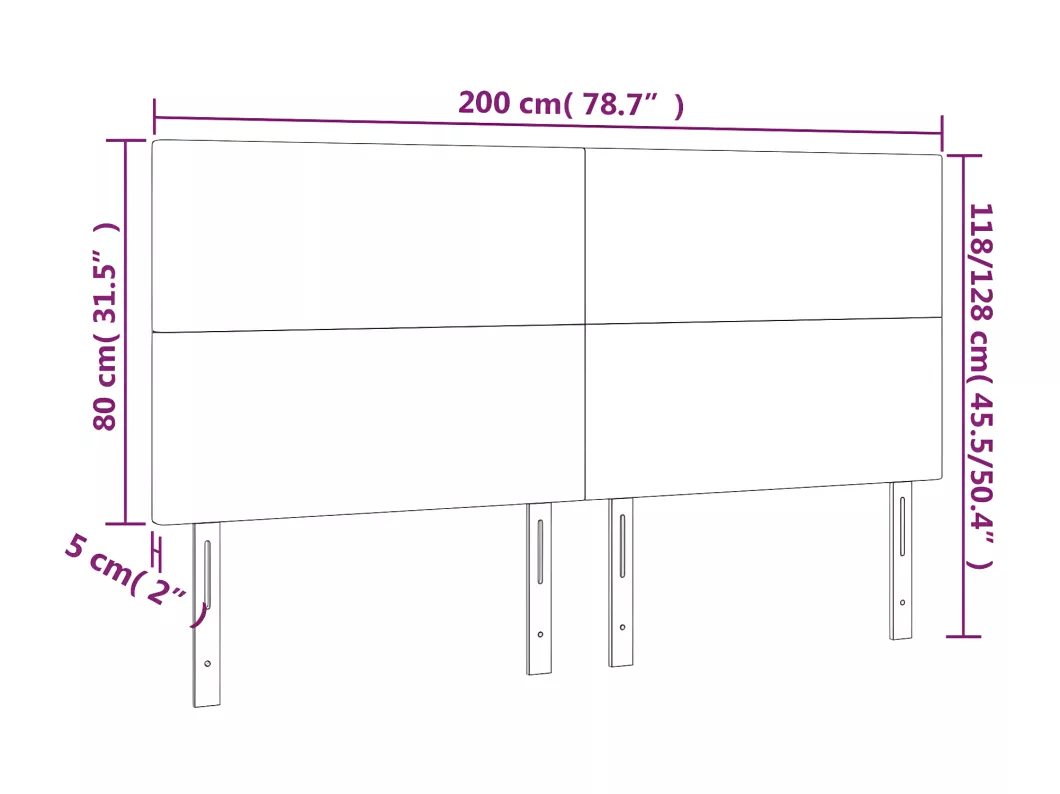 Kauf Unique LED Kopfteil Rosa 200x5x118/128 cm Samt Zeitlich begrenztes Angebot