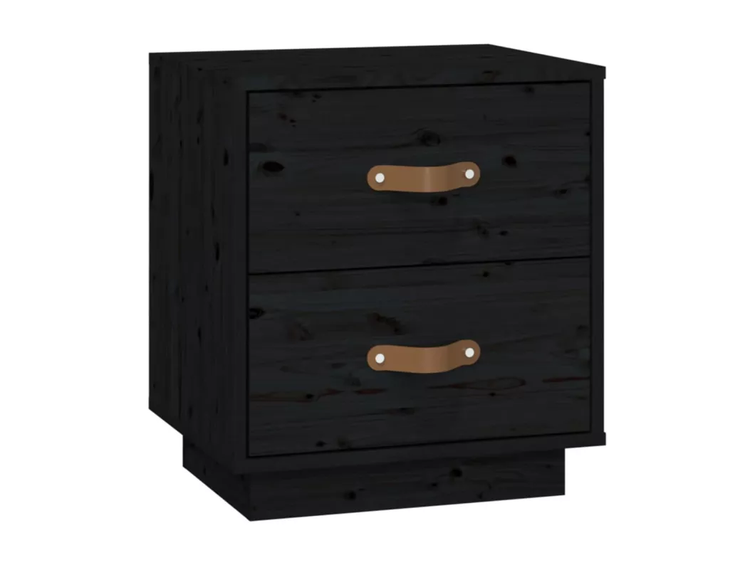 Kauf Unique Nachttische 2 Stk. Schwarz 40x34x45 cm Massivholz Kiefer Exklusive Angebote