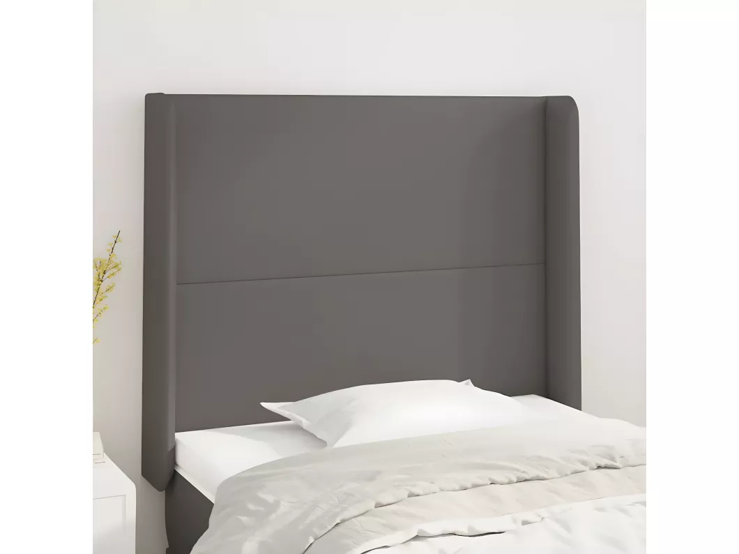 Kauf Unique Kopfteil mit Ohren Grau 93x16x118/128 cm Kunstleder