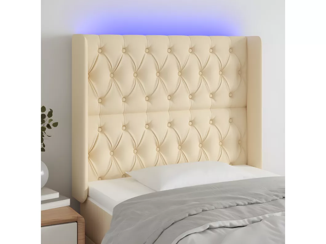 Kauf Unique LED Kopfteil Creme 93x16x118/128 cm Stoff