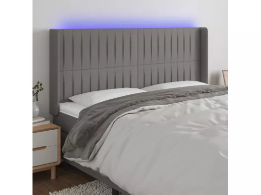 Kauf Unique LED Kopfteil Dunkelgrau 203x16x118/128 cm Stoff