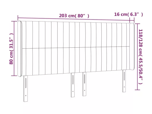 Kauf Unique LED Kopfteil Dunkelgrau 203x16x118/128 cm Stoff Wochenangebot