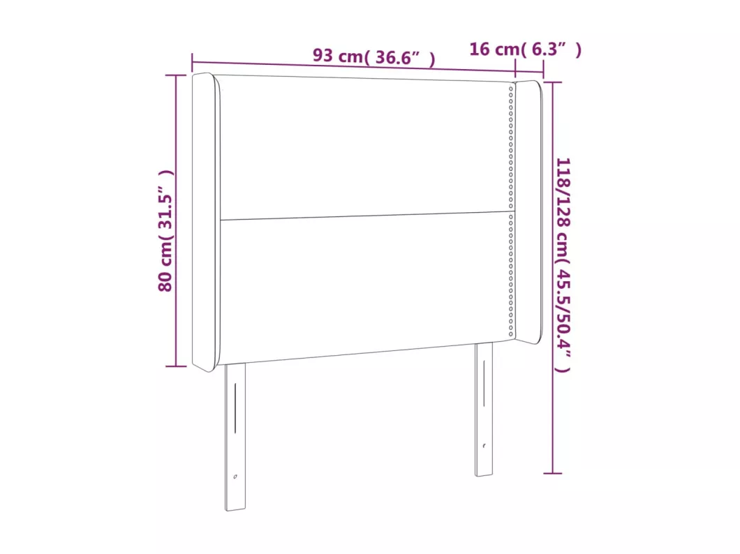 Kauf Unique LED Kopfteil Schwarz 93x16x118/128 cm Stoff Neueste Stile