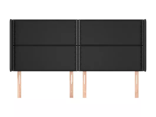 Kauf Unique Kopfteil mit Ohren Schwarz 183x16x118/128 cm Kunstleder Bis zu 50% Rabatt