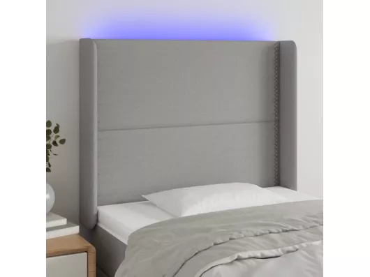 Kauf Unique LED Kopfteil Hellgrau 83x16x118/128 cm Stoff