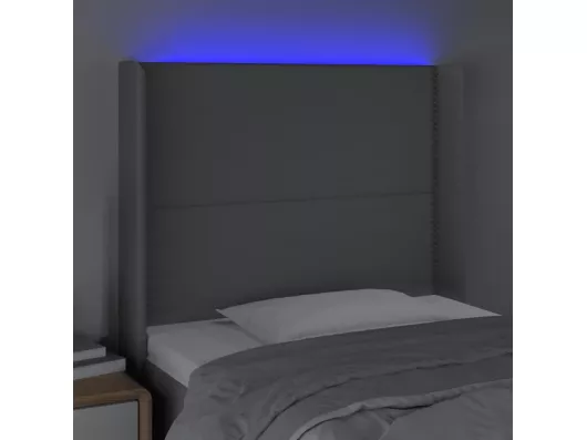 Kauf Unique LED Kopfteil Hellgrau 83x16x118/128 cm Stoff Bis zu 60% Rabatt