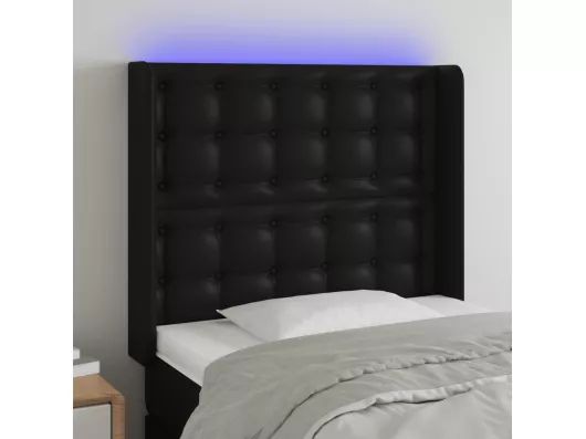 Kauf Unique LED Kopfteil Schwarz 93x16x118/128 cm Kunstleder Vierteljährliche Förderung