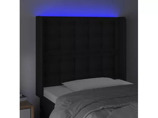 Kauf Unique LED Kopfteil Schwarz 93x16x118/128 cm Kunstleder Vierteljährliche Förderung