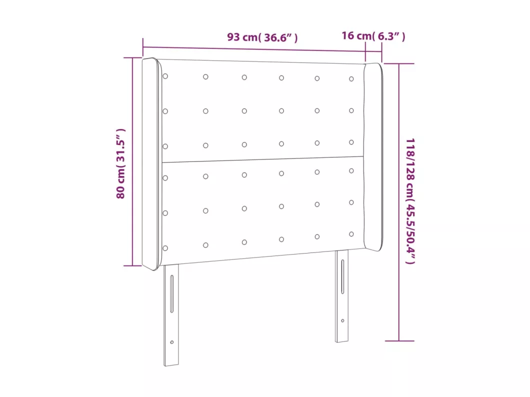 Kauf Unique LED Kopfteil Schwarz 93x16x118/128 cm Kunstleder Vierteljährliche Förderung