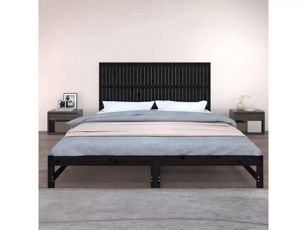 Kauf Unique Wand-Kopfteil Schwarz 204x3x90 cm Massivholz Kiefer Discount Store für neue Produkte