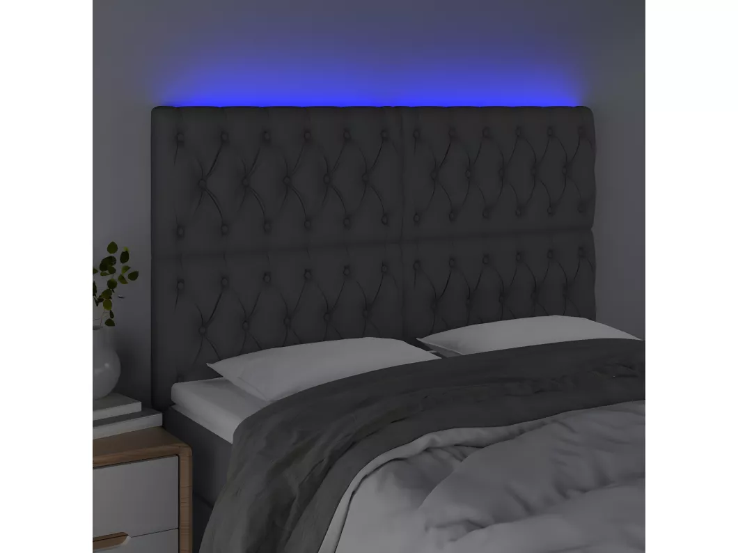 Kauf Unique LED Kopfteil Dunkelgrau 144x7x118/128 cm Stoff 50% Rabatt mit kostenlosem Versand