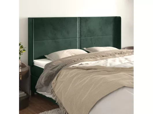 Kauf Unique Kopfteil mit Ohren Dunkelgrün 203x16x118/128 cm Samt