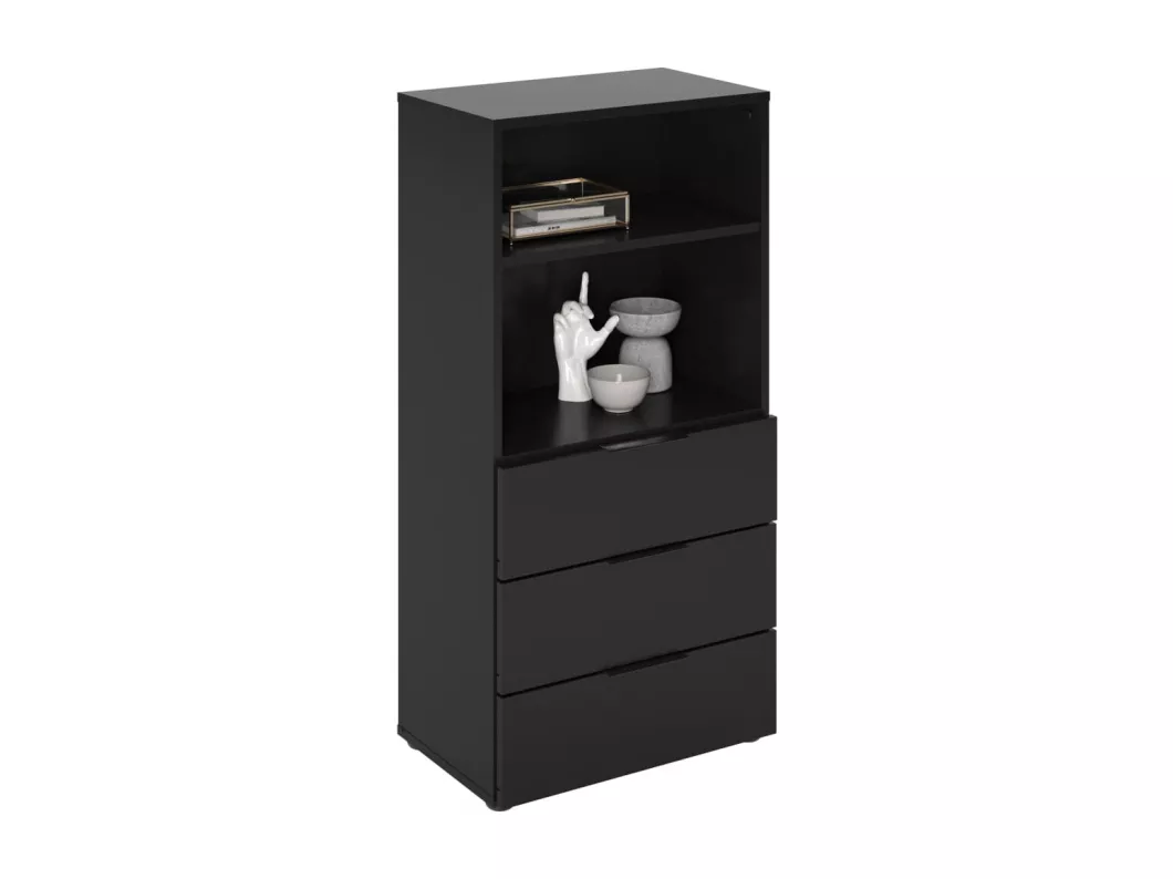 Kauf Unique FMD Kommode 3 Schubladen und Offene Fächer Schwarz Fabrikladen