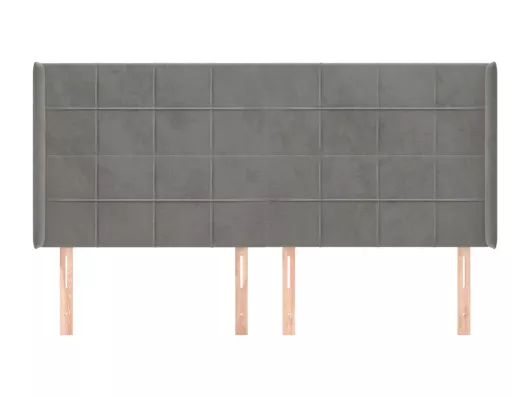 Kauf Unique Kopfteil mit Ohren Hellgrau 203x16x118/128 cm Samt Begrenzt auf 3 Tage