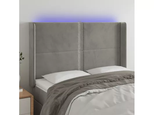 Kauf Unique LED Kopfteil Hellgrau 147x16x118/128 cm Samt Speichern exportieren