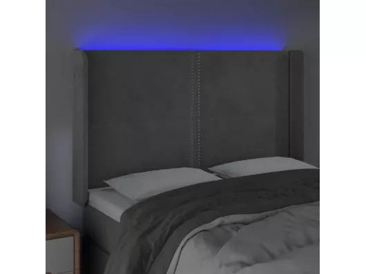 Kauf Unique LED Kopfteil Hellgrau 147x16x118/128 cm Samt Speichern exportieren