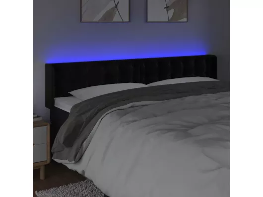 Kauf Unique LED Kopfteil Schwarz 203x16x78/88 cm Samt Im Verkauf