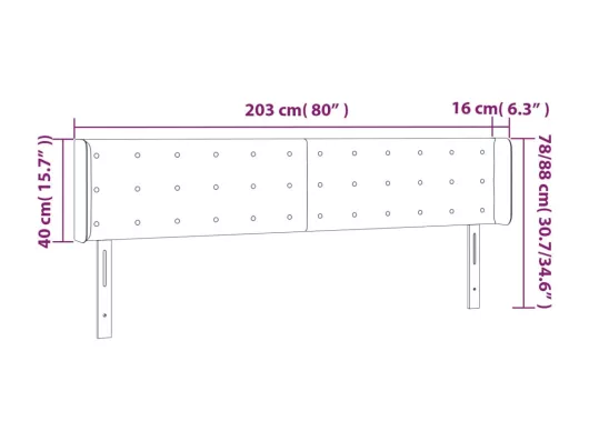 Kauf Unique LED Kopfteil Schwarz 203x16x78/88 cm Samt Im Verkauf