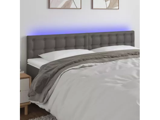 Kauf Unique LED Kopfteil Grau 160x5x78/88 cm Kunstleder