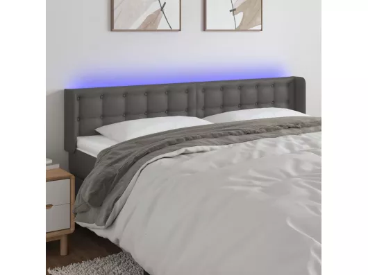Kauf Unique LED Kopfteil Grau 163x16x78/88 cm Kunstleder