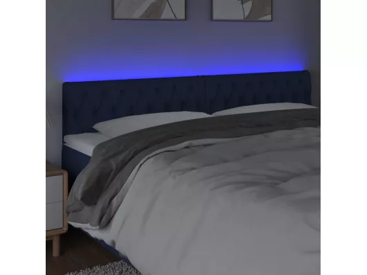 Kauf Unique LED Kopfteil Blau 200x7x78/88 cm Stoff Schlussverkauf