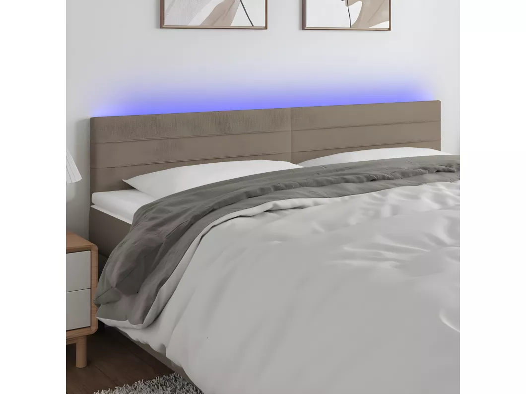 Kauf Unique LED Kopfteil Taupe 200x5x78/88 cm Stoff