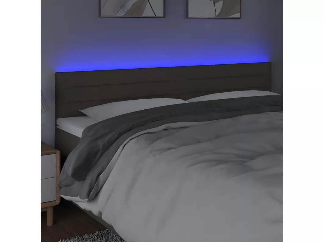 Kauf Unique LED Kopfteil Taupe 200x5x78/88 cm Stoff Günstiger Verkauf
